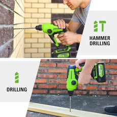 24V 1.2J SDS Rotary Hammer Drill Greenworks GD24SDS1K2